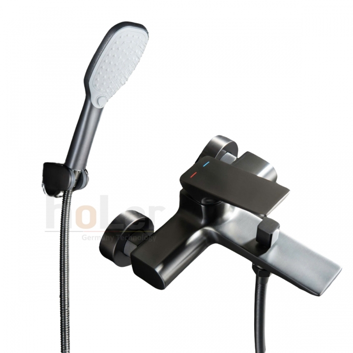 Bộ Sen Tắm Nóng Lạnh Đồng Thau Sơn Tĩnh Điện Xám Holer HLST314